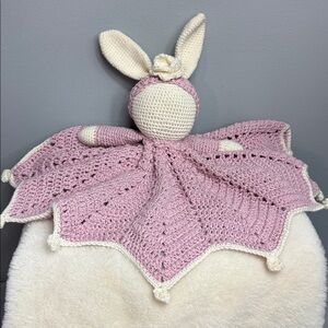 Hattie the Bonnie Bunny Lovey Crochet Security Blanket crochet Purple White